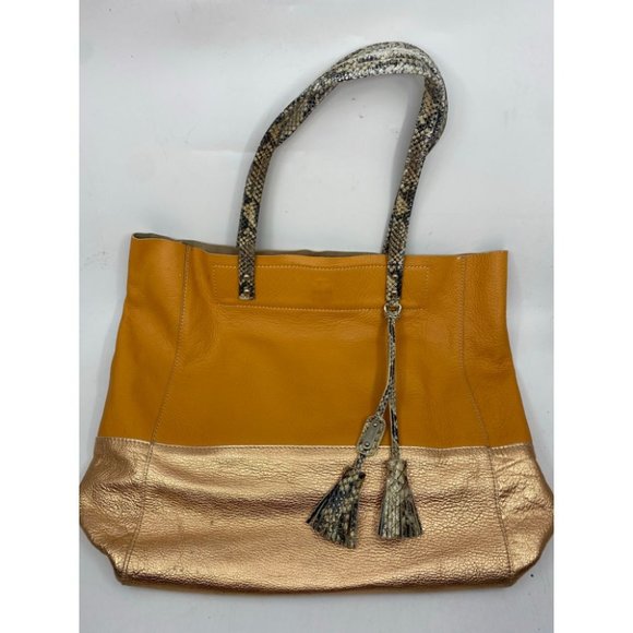 Rafe Women's Orange Gold Leather Handbag - Picture 2 of 14